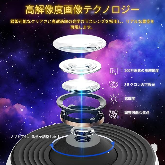 Galaxy Star Projector｜13種類の星空を楽しめる